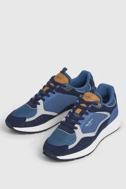 Pepe Jeans Sneakers-Tênis com detalhes em Camurça azul