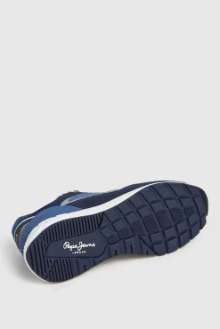 Pepe Jeans Sneakers-Tênis com detalhes em Camurça azul