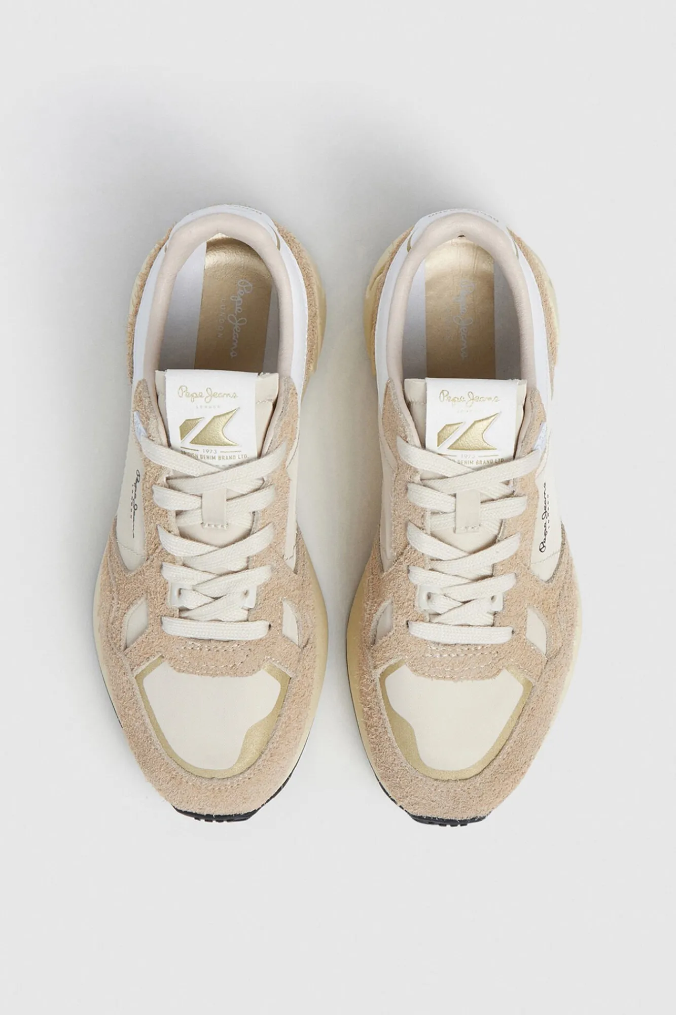 Pepe Jeans Sneakers|Calçado De Couro-Tênis com detalhes em Camurça bege