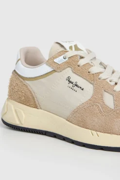 Pepe Jeans Sneakers|Calçado De Couro-Tênis com detalhes em Camurça bege