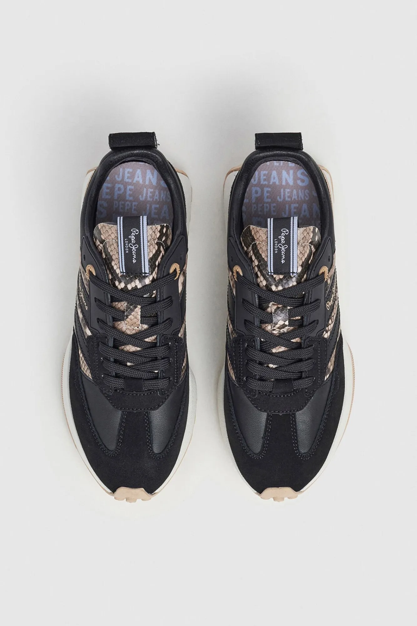 Pepe Jeans Sneakers|Calçado De Couro-Tênis com detalhes em glitter preto