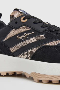Pepe Jeans Sneakers|Calçado De Couro-Tênis com detalhes em glitter preto