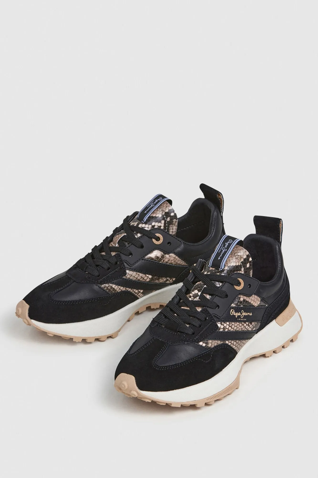 Pepe Jeans Sneakers|Calçado De Couro-Tênis com detalhes em glitter preto