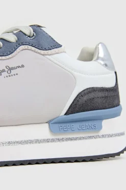 Pepe Jeans Sneakers|Calçado De Couro-Tênis de camurça e glitter azul