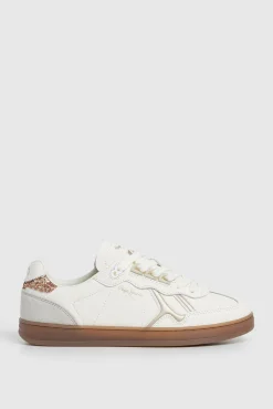 Pepe Jeans Sneakers|Calçado De Couro-Tênis de couro com detalhes em Camurça bege