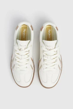 Pepe Jeans Sneakers|Calçado De Couro-Tênis de couro com detalhes em Camurça bege