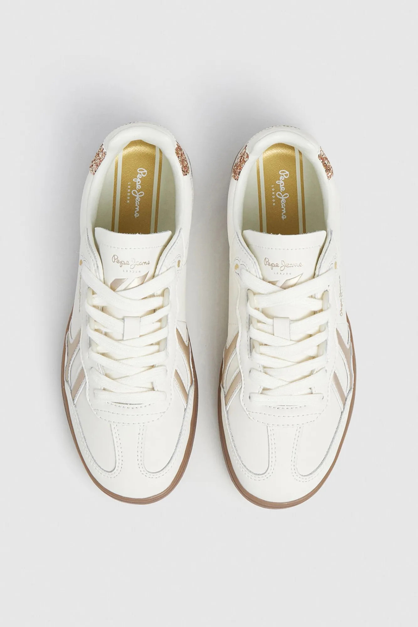 Pepe Jeans Sneakers|Calçado De Couro-Tênis de couro com detalhes em Camurça bege