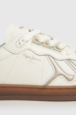 Pepe Jeans Sneakers|Calçado De Couro-Tênis de couro com detalhes em Camurça bege