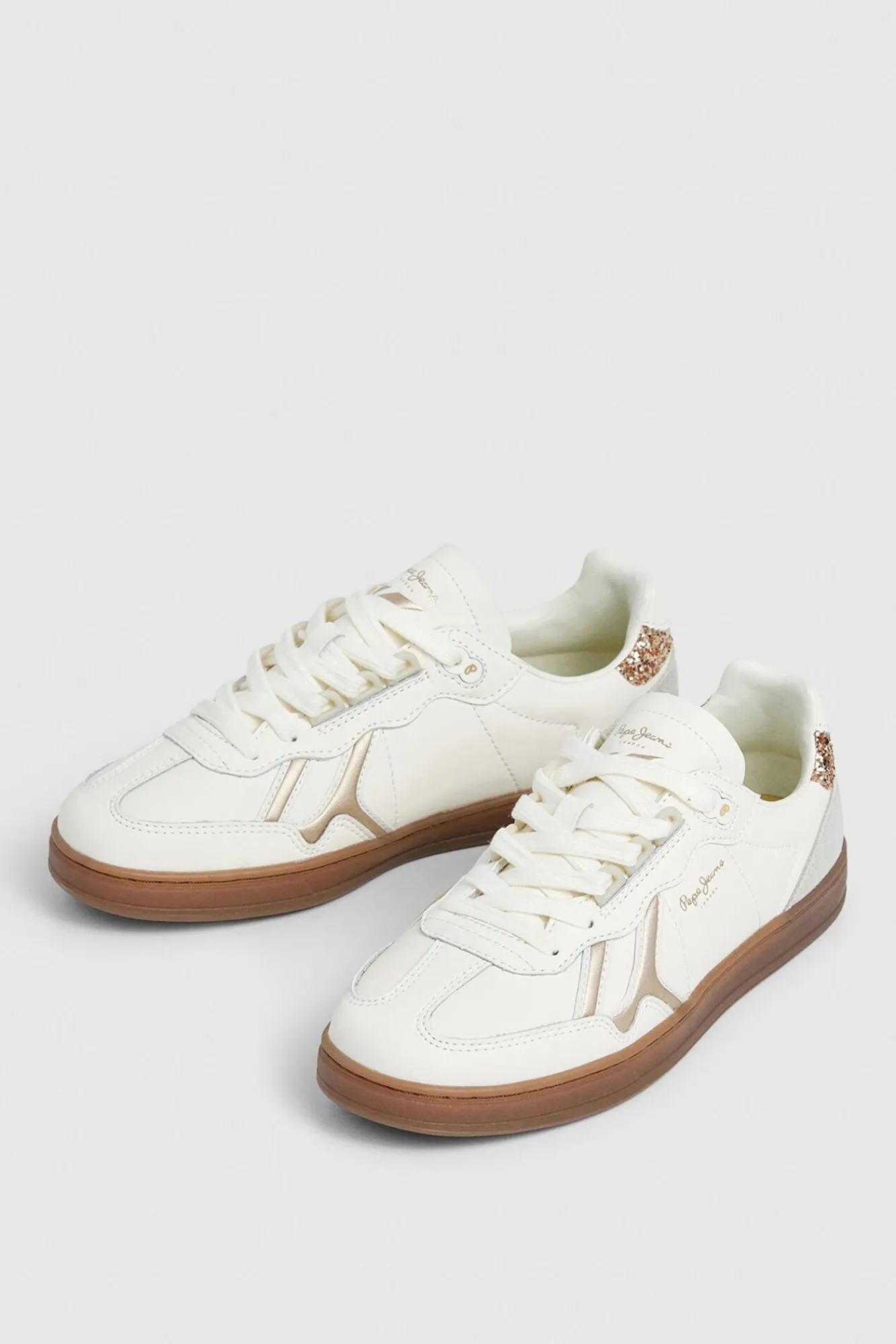 Pepe Jeans Sneakers|Calçado De Couro-Tênis de couro com detalhes em Camurça bege