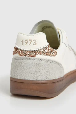 Pepe Jeans Sneakers|Calçado De Couro-Tênis de couro com detalhes em Camurça bege