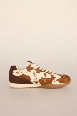 Pedro del Hierro Sneakers|Calçado De Couro-Tênis de pele com estampado de vaca Marrom