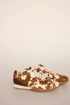 Pedro del Hierro Sneakers|Calçado De Couro-Tênis de pele com estampado de vaca Marrom