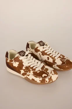 Pedro del Hierro Sneakers|Calçado De Couro-Tênis de pele com estampado de vaca Marrom