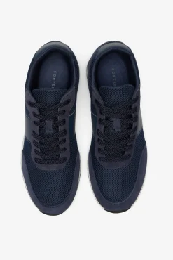 Cortefiel Sneakers-Tênis de pele e tecido Azul