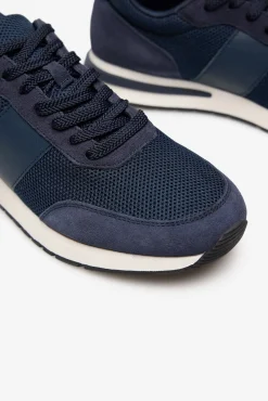 Cortefiel Sneakers-Tênis de pele e tecido Azul