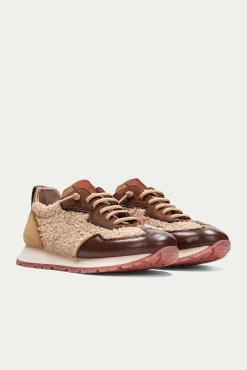 Hispanitas Sneakers|Calçado De Couro-Tênis esportivo KANSAS com cadarço de nylon elástico Castanho