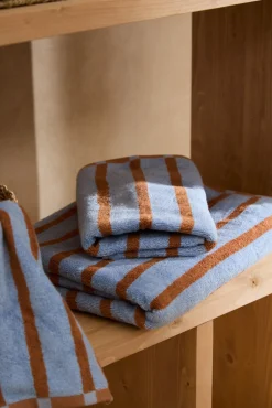 Calma House Toalhas-Toalha de banho de algodão turco riscas Saturno azul