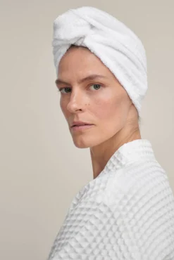 Textura Toalhas-Toalha de cabeça de algodão de bambu branco