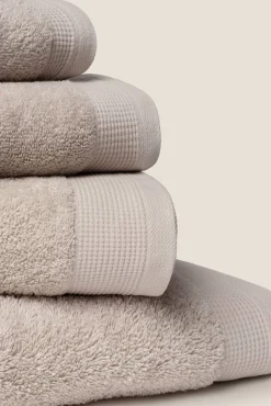 Textura Toalhas-Toalha duche friso algodão egípcio 70 x 140 cm. bege