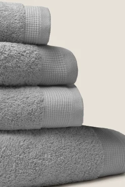 Textura Toalhas-Toalha toucador friso algodão egípcio 30 x 50 cm. cinzento