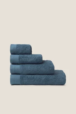 Textura Toalhas-Toalha toucador friso algodão egípcio 30 x 50 cm. azul