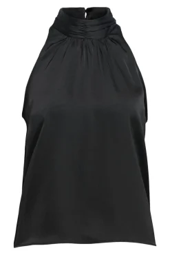 Object Blusas-Top acetinado laçada Preto