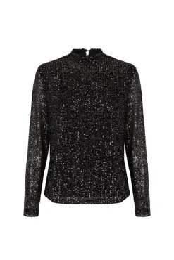 Slowlove T-Shirts-top brilhante Preto