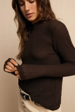 Slowlove T-Shirts|Blusas-Top básico estructura Castanho