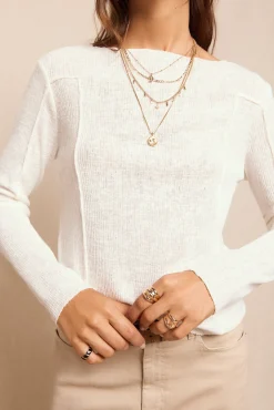 Slowlove T-Shirts|Blusas-Top básico mesclado Branco