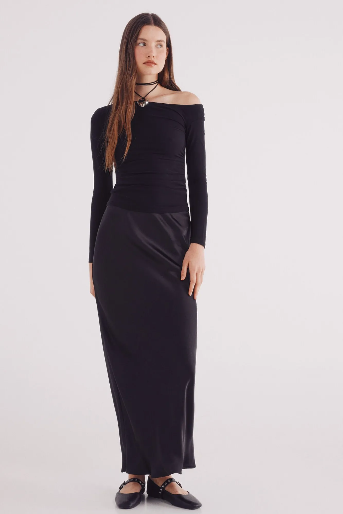 Springfield T-Shirts-Top com decote assimétrico preto