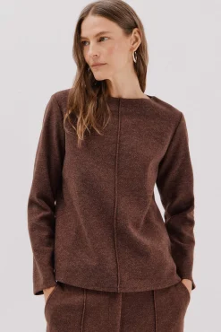 Cortefiel T-Shirts-Top com decote chaminé Castanho