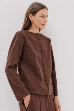 Cortefiel T-Shirts-Top com decote chaminé Castanho