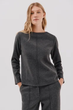 Cortefiel T-Shirts-Top com decote chaminé Cinzento