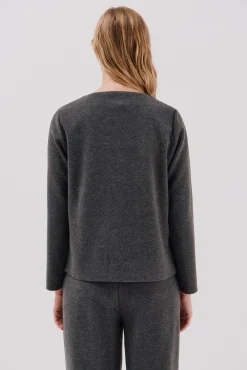 Cortefiel T-Shirts-Top com decote chaminé Cinzento