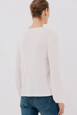 Cortefiel T-Shirts-Top com decote em decote Branco