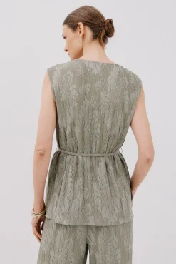 Cortefiel T-Shirts-Top com fivela jacquard Verde