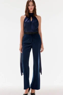 TFP by Tamara Falcó T-Shirts-Top com laçada liso Azul