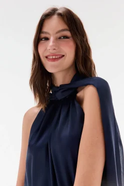 TFP by Tamara Falcó T-Shirts-Top com laçada liso Azul