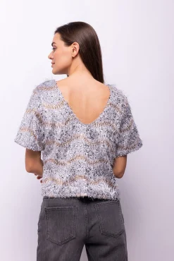 Object T-Shirts-Top com lantejoulas e franjas Cinzento