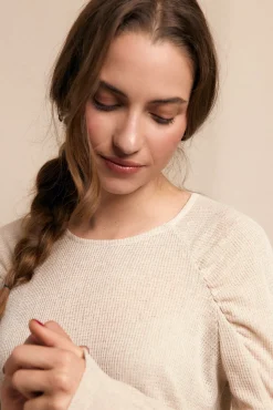 Slowlove T-Shirts-Top com manga franzidas Ecru