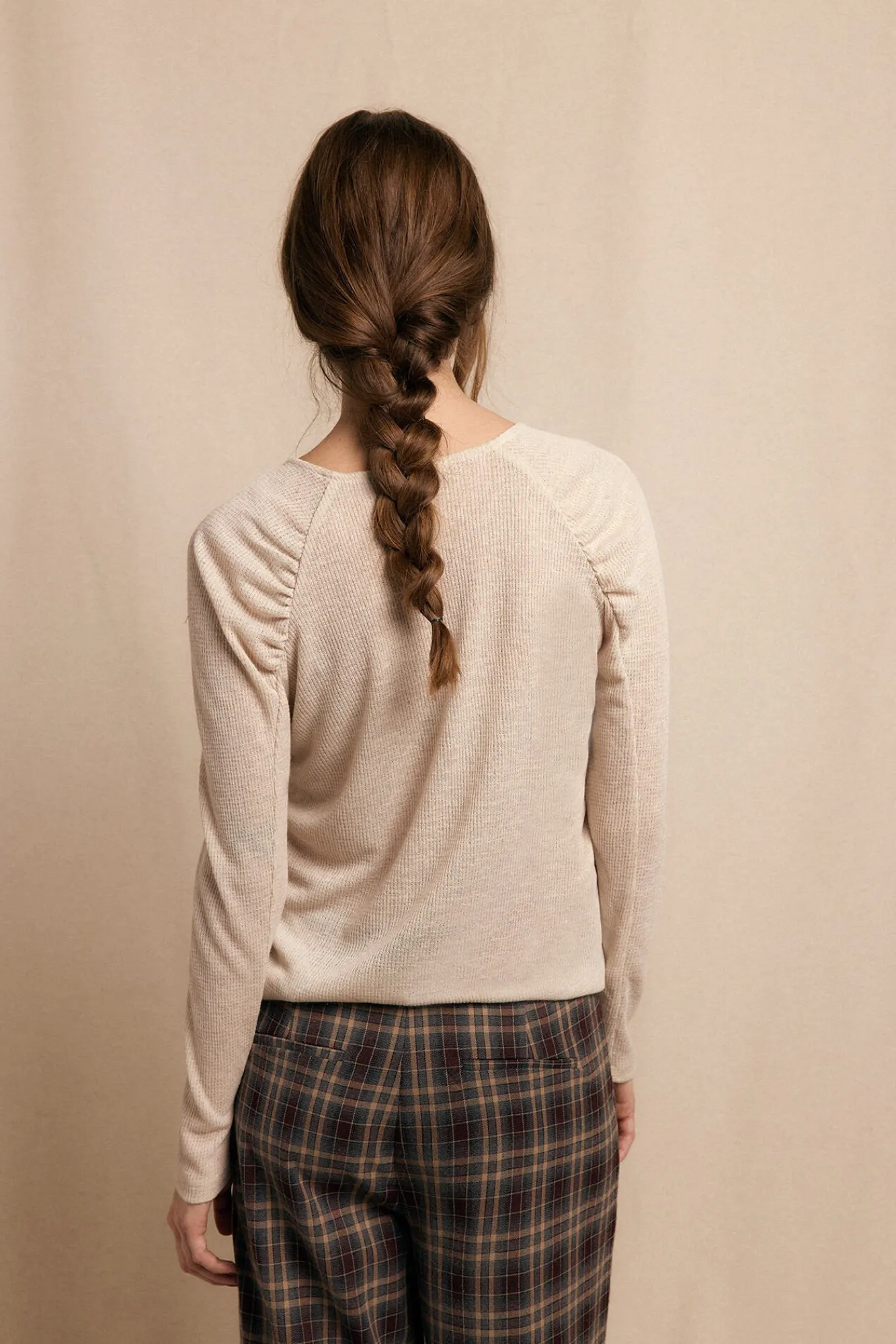 Slowlove T-Shirts-Top com manga franzidas Ecru