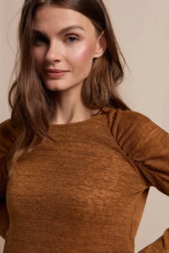 Slowlove T-Shirts-Top com manga franzidas Dourado