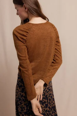 Slowlove T-Shirts-Top com manga franzidas Dourado