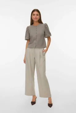 Vero Moda T-Shirts-Top com manga manga Castanho