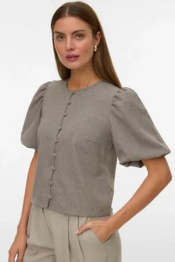 Vero Moda T-Shirts-Top com manga manga Castanho