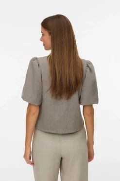 Vero Moda T-Shirts-Top com manga manga Castanho