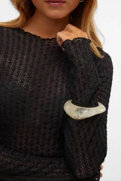 Vero Moda T-Shirts-Top curto de manga comprida Preto