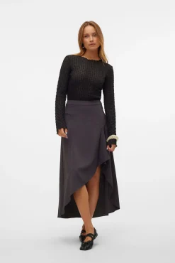 Vero Moda T-Shirts-Top curto de manga comprida Preto