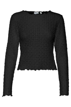 Vero Moda T-Shirts-Top curto de manga comprida Preto