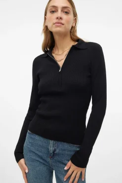 Vero Moda T-Shirts-Top de malha estilo polo Preto